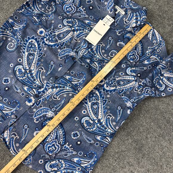 Foxcroft Hampton Plus Denim Paisley Long Sleeve Shirt NWT Size 1X - Picture 6 of 8